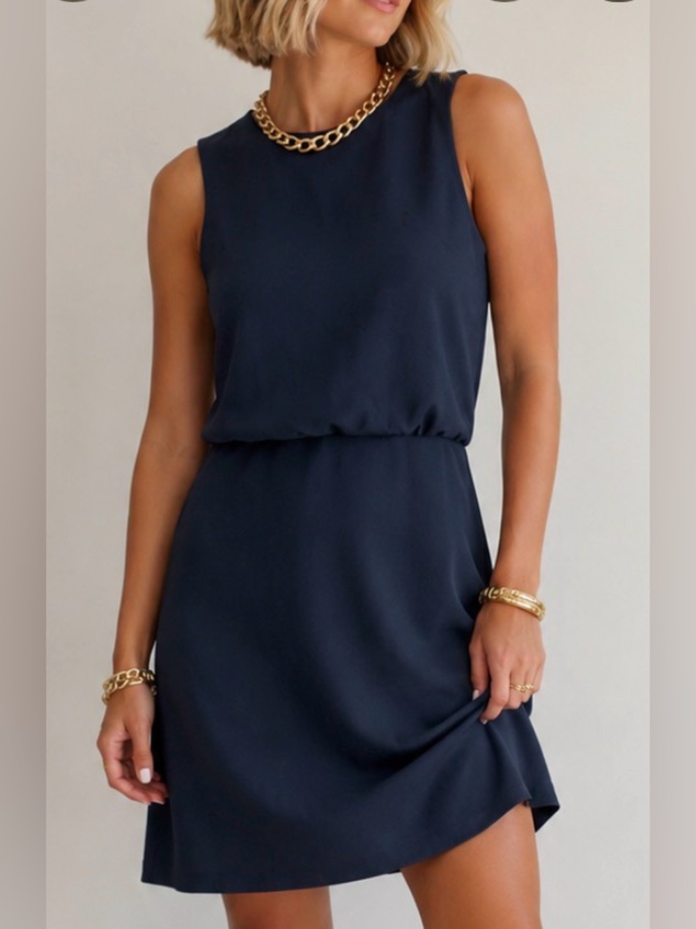 BANANA REPUBLIC Navy Chiffon Tank Dress Size 2P NWT